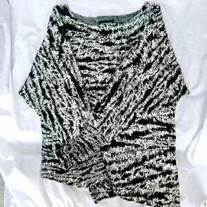 ✨Like New✨ Express Assymetrical Black and White Striped Sweater, Size XS